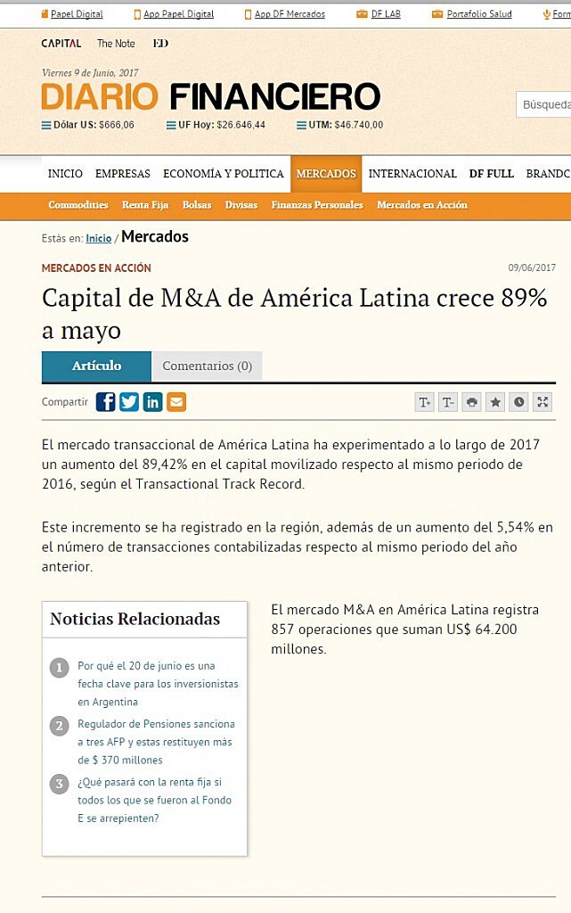 Capital de M&A de Amrica Latina crece 89% a mayo